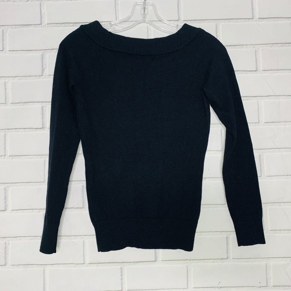 Guess Los Angeles sweater bling spellout logo black cotton nylon small women - Picture 3 of 7